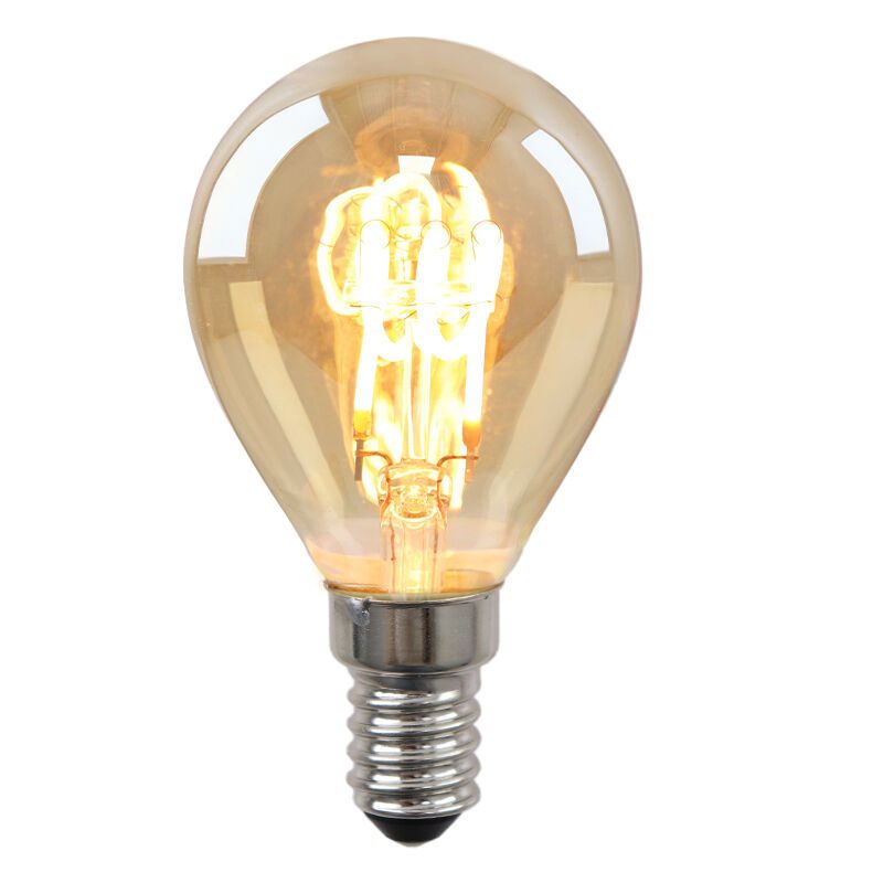 Himmennettävä E14 Olucia LED-filamenttilamppu Tuelo, meripihkanvärinen, 4 W, 2200 K