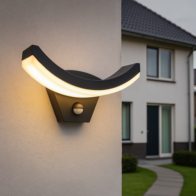 Moderni liiketunnistimella varustettu ulkoseinävalaisin musta, Annemay, 7W, 3000K LED, IP54