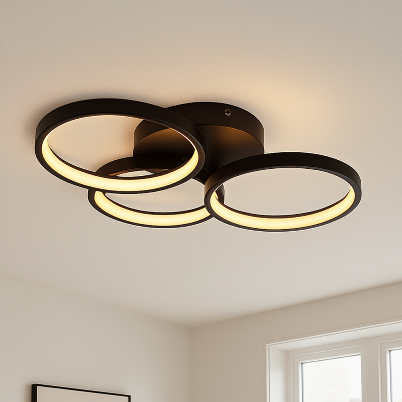 Moderni kattolamppu musta, Giorgio, 30W, 2700K LED, 3-portaisesti himmennettävä