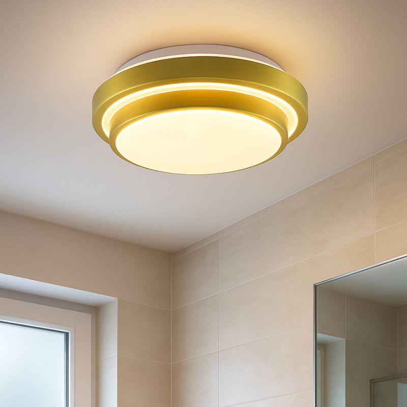 Moderni kylpyhuoneen kattovalaisin kulta, Jaro, 12W, 3000K LED, IP44 Moderni kylpyhuoneen kattovalaisin kulta, Jaro, 12W, 3000K LED, IP44