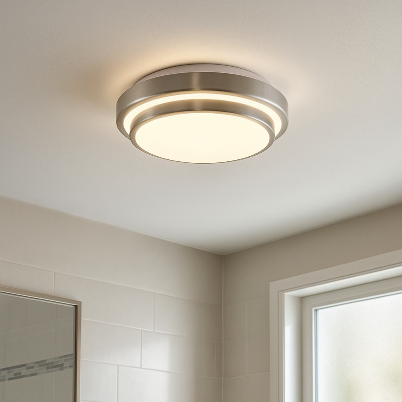 Moderni kylpyhuoneen kattovalaisin nikkeli, Jaro, 12W, 3000K LED, IP44