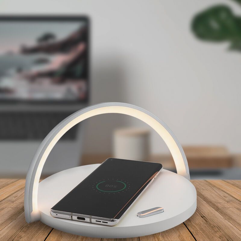 Muovi pöytävalaisin valkoinen, Erhan, 2W, 3000K LED, katkaisimella