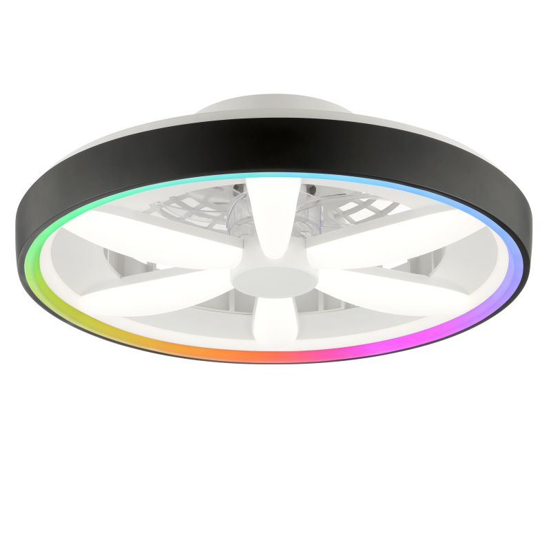 Muovi kattotuuletin musta, Roos, 48W, RGBW LED, kaukosäätimellä Muovi kattotuuletin musta, Roos, 48W, RGBW LED, kaukosäätimellä