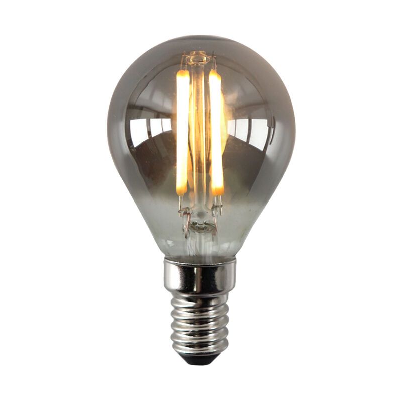 Himmennettävä E14 Olucia LED-lamppu, P45, 3W, savulasi, 2200k