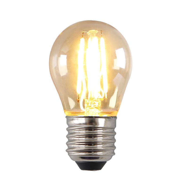 Himmennettävä E27 Olucia LED-lamppu, P45, 4W, meripihkanvärinen lasi, 2700K