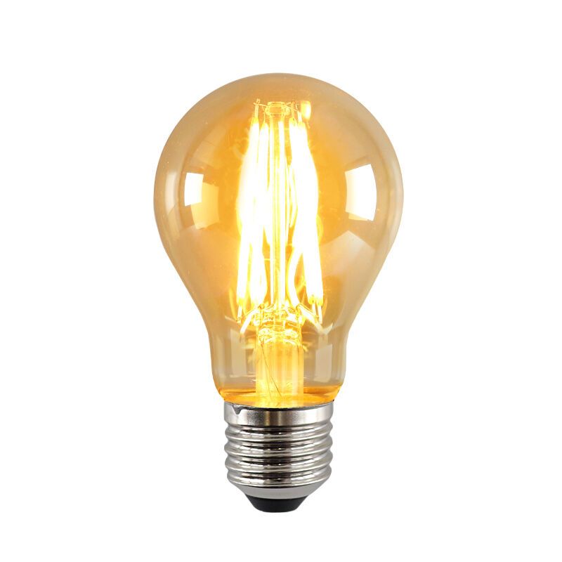 Himmennettävä E27 Olucia LED-lamppu, A60, 5W, meripihkanvärinen lasi, 2400k