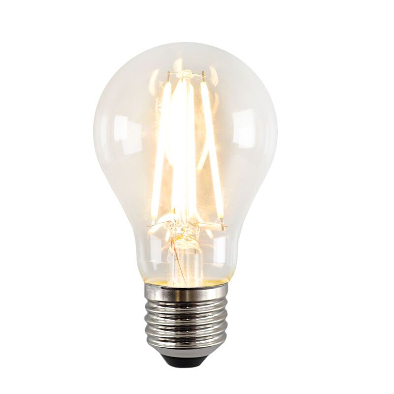 Himmennettävä E27 Olucia LED-lamppu, A60, 5W, läpinäkyvä lasi, 2700k