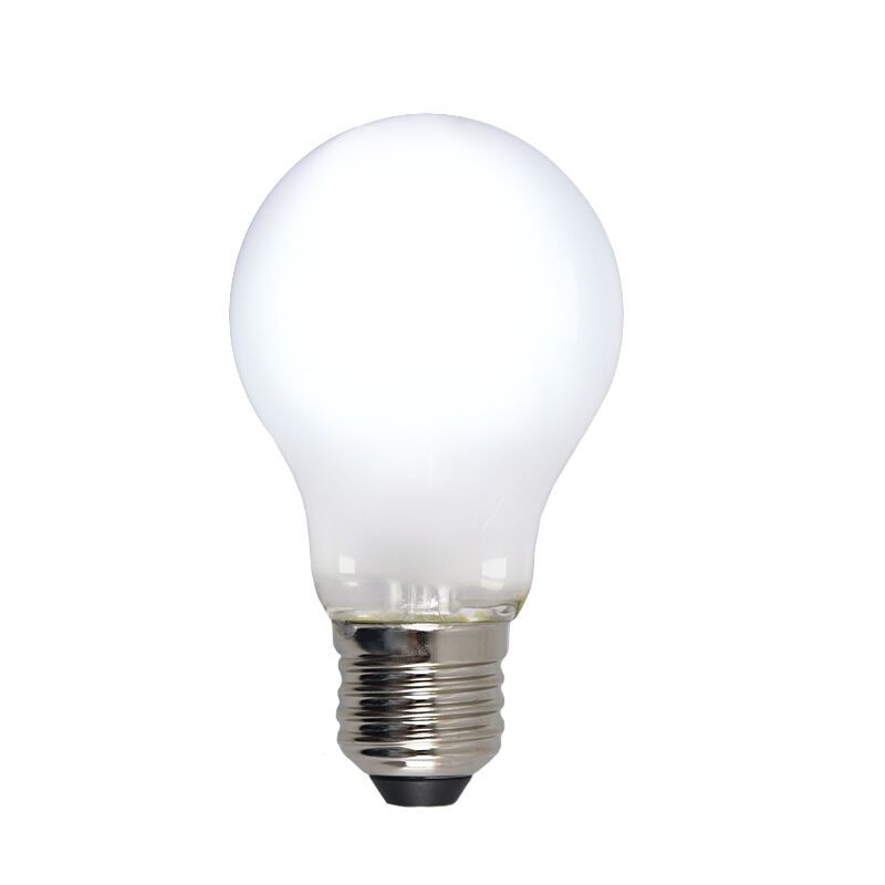 Himmennettävä E27 Olucia LED-lamppu, A60, 5W, valkoinen lasi, 6500k