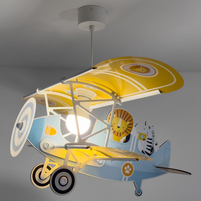 Sininen muovi lastenhuoneen riippuvalaisin, Lion plane