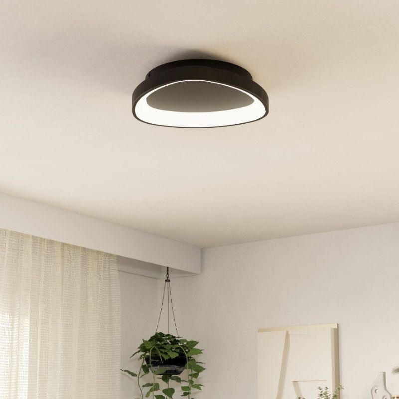 Moderni muovi kattovalaisin musta, Shauni, 12W, lämmin–kylmä valkoinen säädettävä LED, kaukosäätimellä Moderni muovi kattovalaisin musta, Shauni, 12W, lämmin–kylmä valkoinen säädettävä LED, kaukosäätimellä