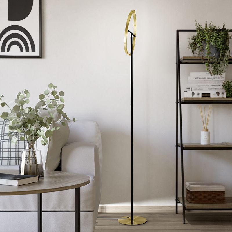 Design muovi lattiavalaisin messinki, Corwin, 8,8W, 3000K LED, kosketushimmentimellä