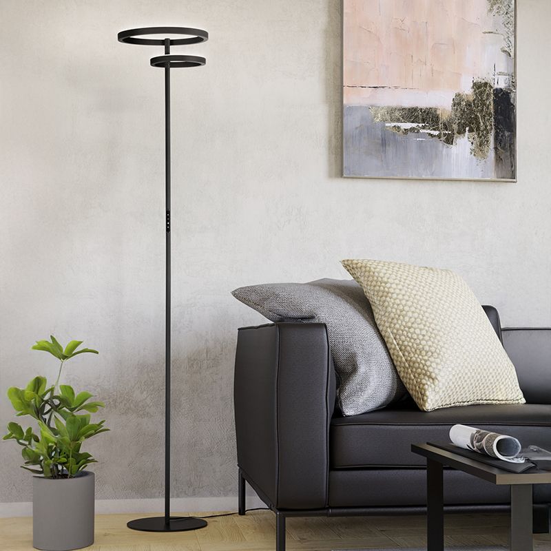 Design muovi lattiavalaisin musta, Corwin, 16W, lämmin–kylmä valkoinen säädettävä LED, kosketushimmentimellä