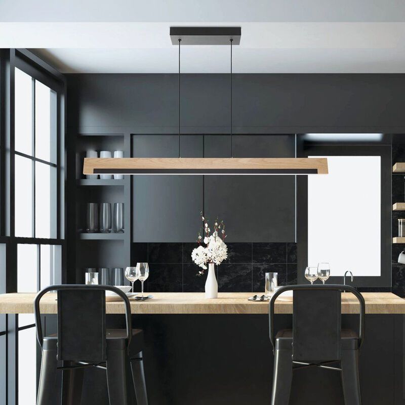 Rustiikkinen puu riippuvalaisin musta, Ludovica, 25W, 3000K LED