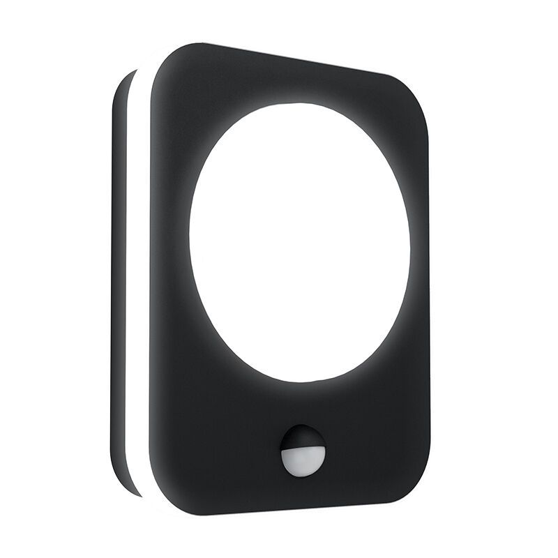 Moderni alumiini liiketunnistimella varustettu ulkoseinävalaisin musta, Luut, 9W, 3000K LED, IP44