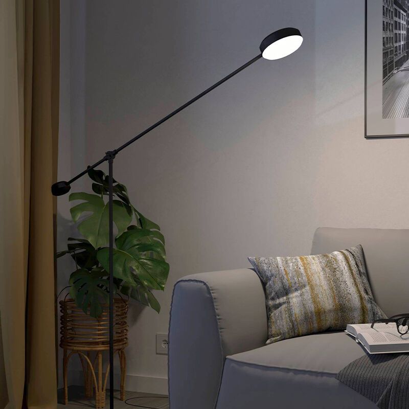 Moderni alumiini seisova lukulamppu musta, Thies, 24W, 3000K LED, 3-portaisesti himmennettävä