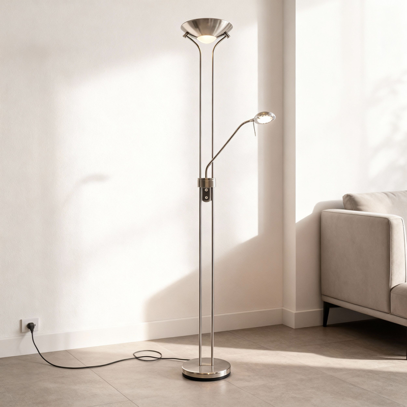 Moderni seisova lukulamppu nikkeli, Salvador, 18W, 3000K LED, katkaisimella
