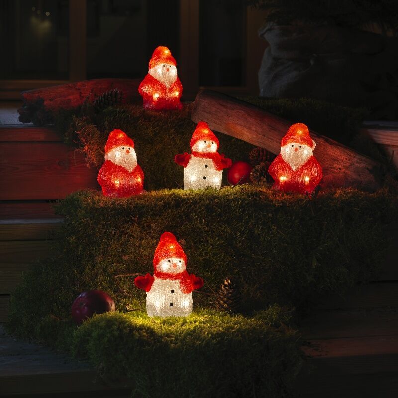 3 LED-joulupukkia ja 2 LED-lumiukkoa, sisä- ja ulkokäyttöön