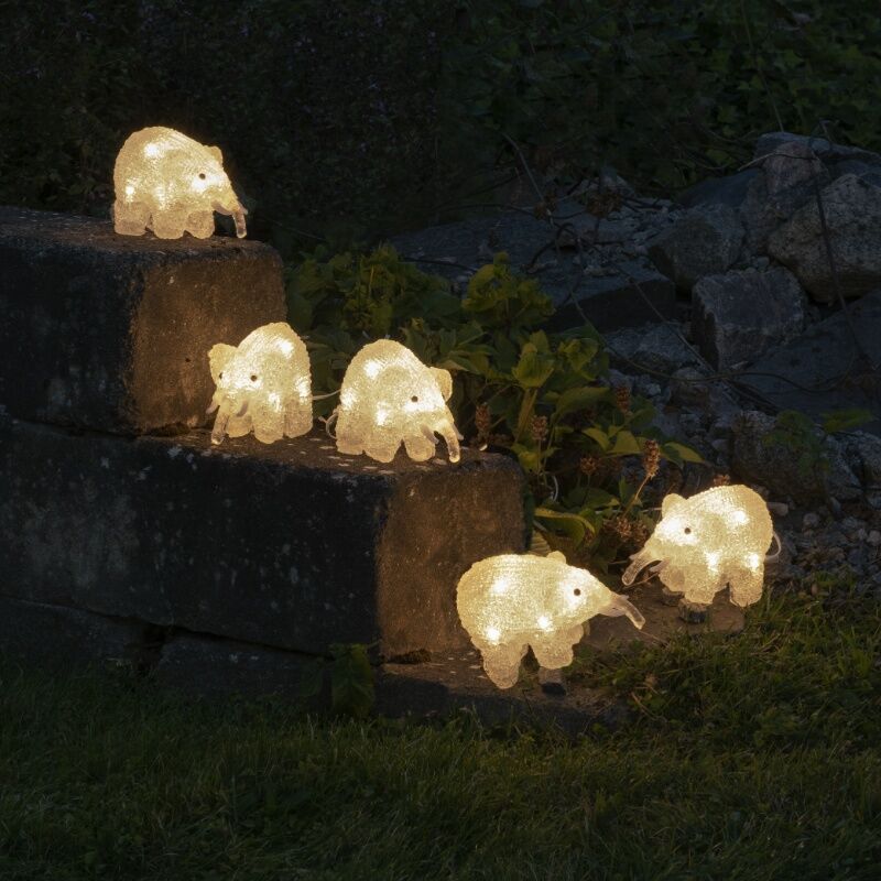 5 LED-elefanttia sisä- ja ulkokäyttöön