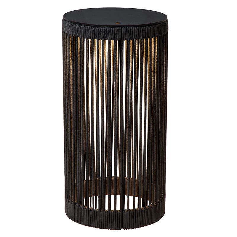 Musta muovi ladattava lattiavalaisin, Pingi, 3W, 3000K LED, IP44, 3-portaisesti himmennettävä
