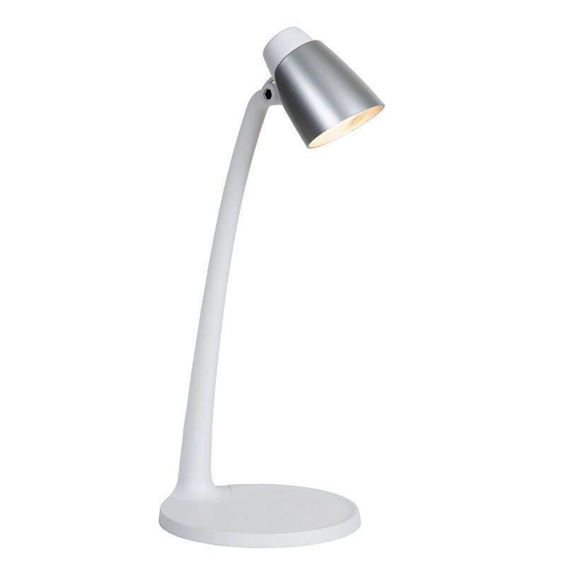 Valkoinen muovi työpöytävalaisin, Ludo, 4,5W, 3000K LED, katkaisimella