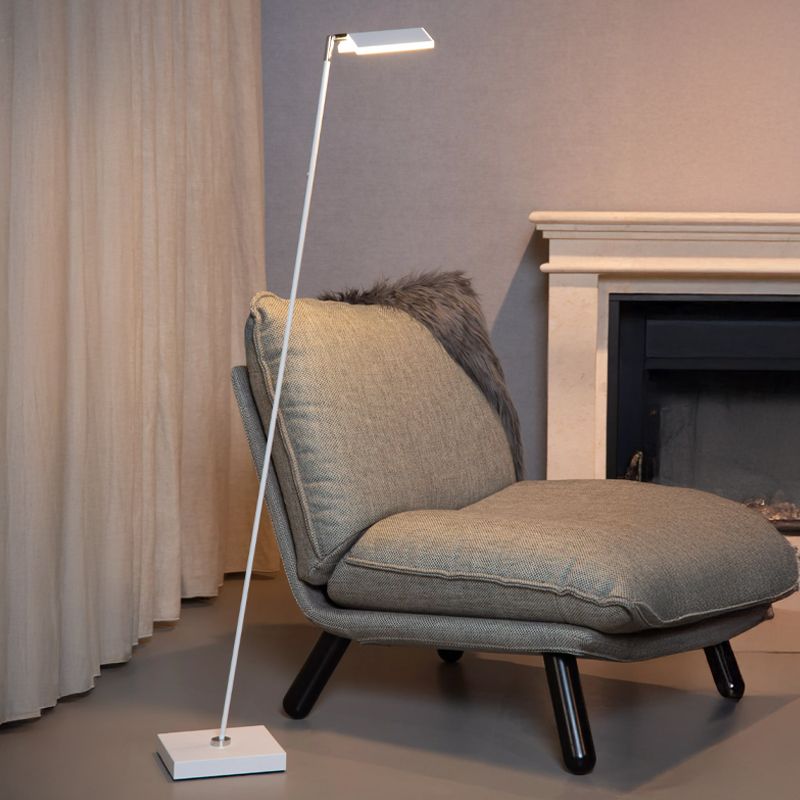 Valkoinen metalli seisova lukulamppu, Aaron, 12W, 2700K LED, kosketushimmentimellä