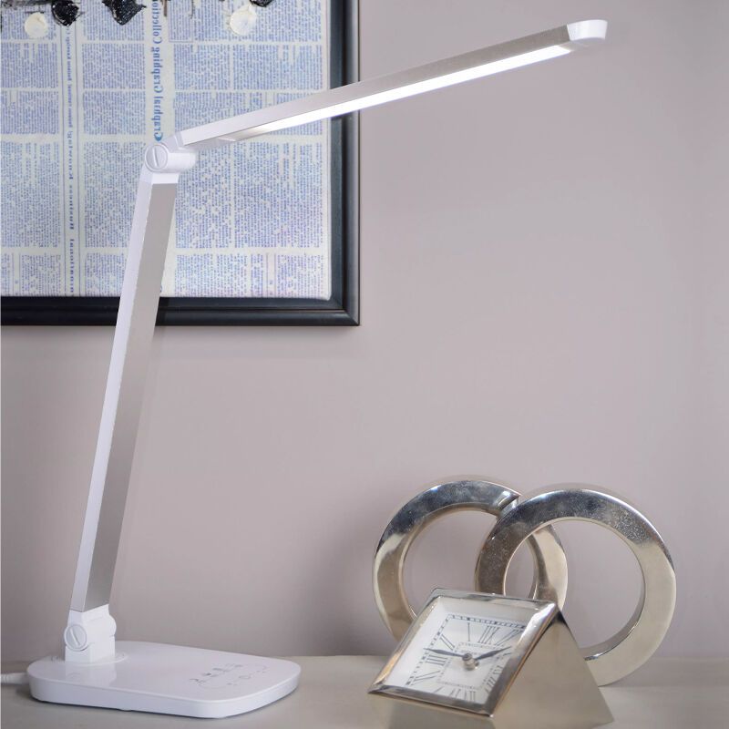 Valkoinen metalli työpöytävalaisin, Vario, 8W, 2700K LED
