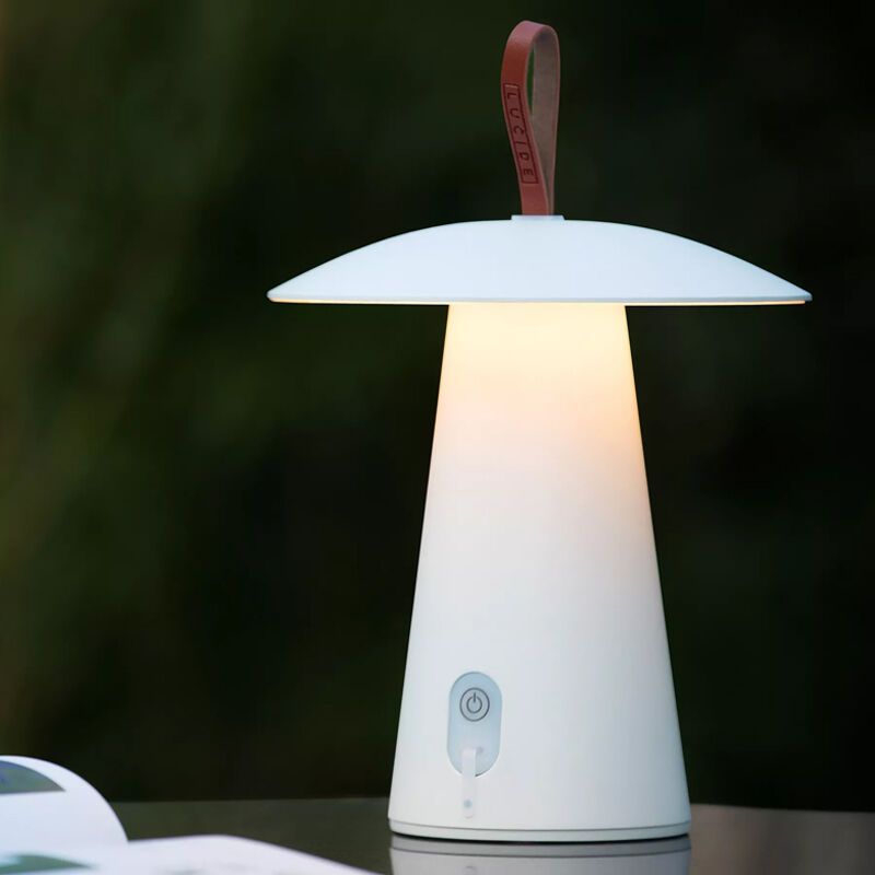 Valkoinen alumiini ladattava ulkopöytävalaisin, La Donna, 2W, 2700K LED, IP54, katkaisimella