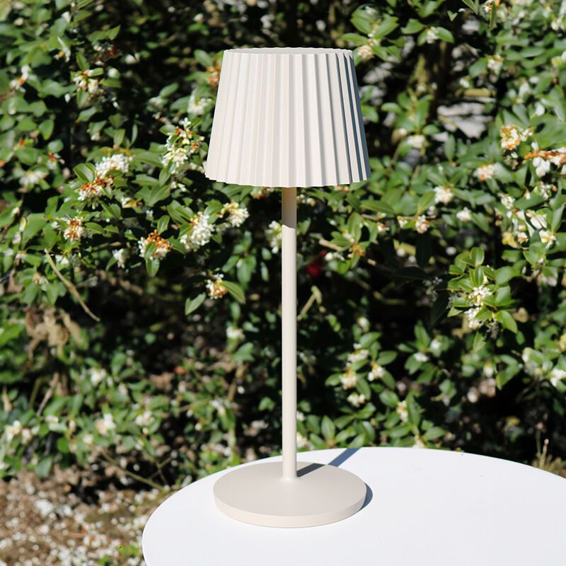 Beige muovi ulkopöytävalaisin, Justine, 2W, 2700K LED, IP54, kosketushimmentimellä