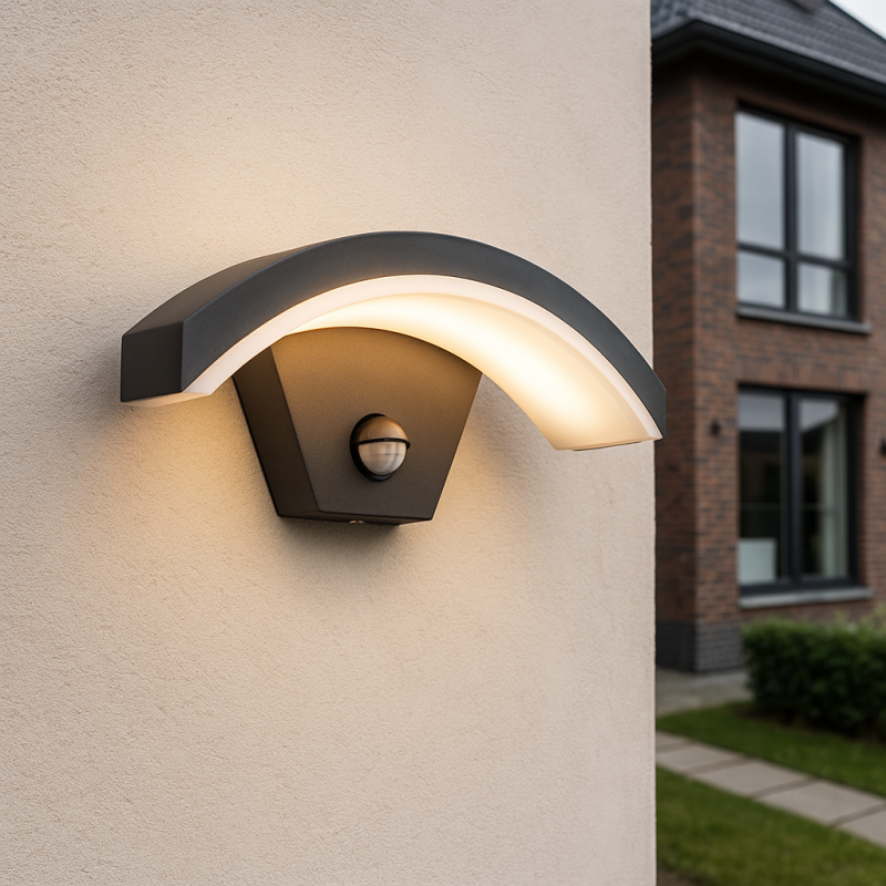 Moderni liiketunnistimella varustettu ulkoseinävalaisin musta, Annemay, 6W, 3000K LED, IP54