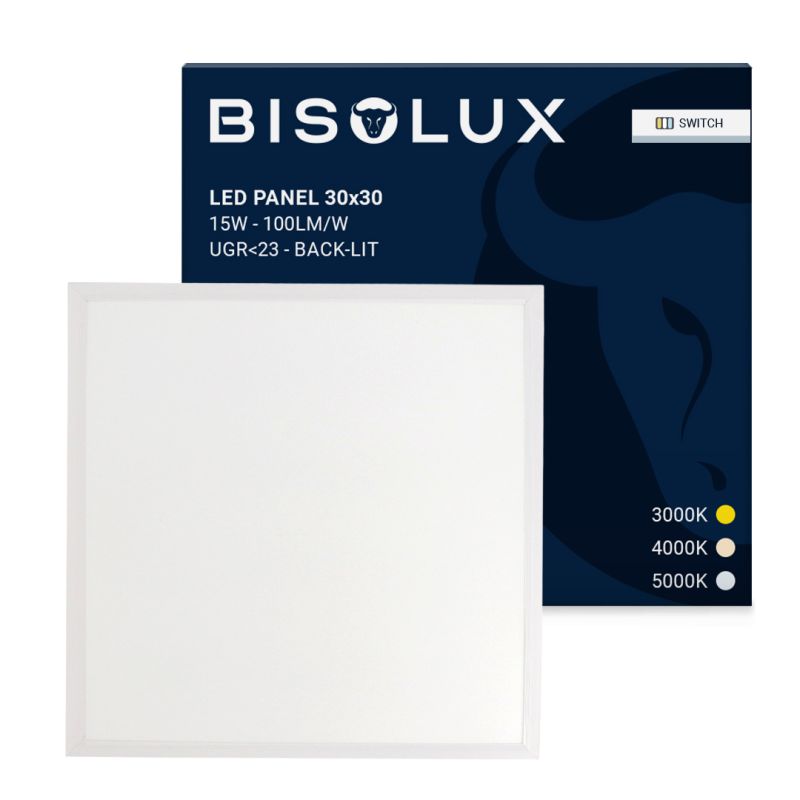 30x30 cm LED-paneeli - 100 lm/W - UGR<23 - Säädettävä valkoinen - Taustavalaistu