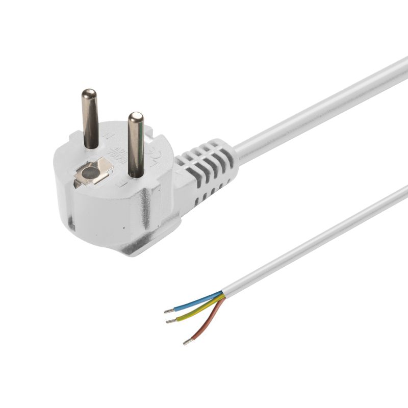 Liitäntäkaapeli, 3 m, 3x 0,75 mm², valkoinen