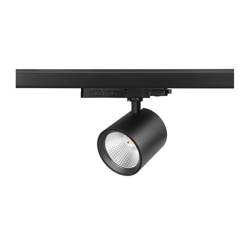 Musta 3-vaiheinen kiskojärjestelmän kohdevalaisin, alumiinia, Jeska, 10W/20W/30W, valkoinen LED-kytkin Musta 3-vaiheinen kiskojärjestelmän kohdevalaisin, alumiinia, Jeska, 10W/20W/30W, valkoinen LED-kytkin