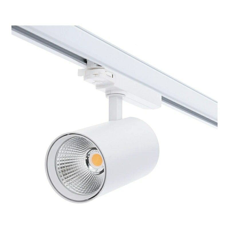 Valkoinen 3-vaiheinen kiskojärjestelmän kohdevalaisin alumiinia, Rozina, 10W/20W/30W, valkoinen LED-kytkin