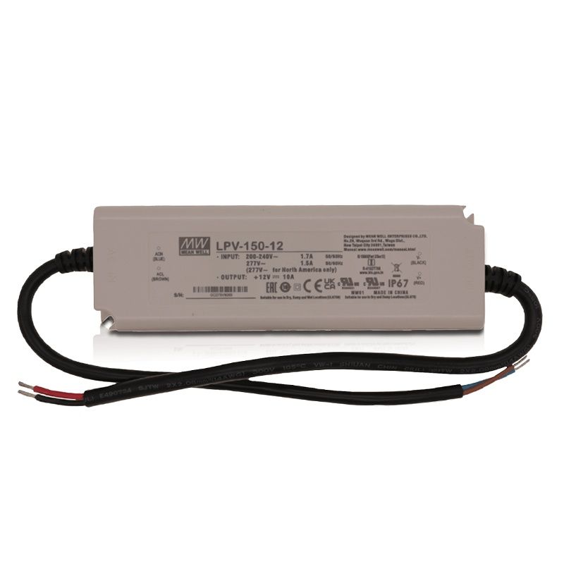 12 V:n MeanWell LED-ajuri, 150 W, IP67 12 V:n MeanWell LED-ajuri, 150 W, IP67