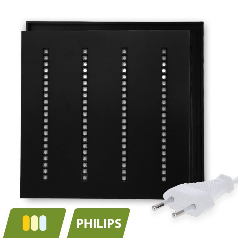 Musta sälekaihdin LED-paneeli 60x60 - 30W - valkoinen kytkin - UGR <16 Musta sälekaihdin LED-paneeli 60x60 - 30W - valkoinen kytkin - UGR <16