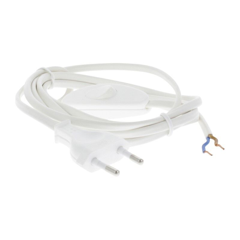 Q-Link-liitäntäkaapeli, max 1200w, 2 x 0,75 mm, 1,8 m, valkoinen, kytkimellä