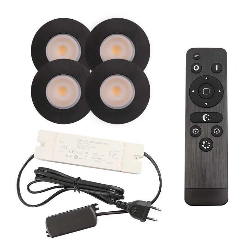 Alumiini veranda pintavalaisin musta, Dico, 3W, 2700K LED, IP65, kaukosäätimellä