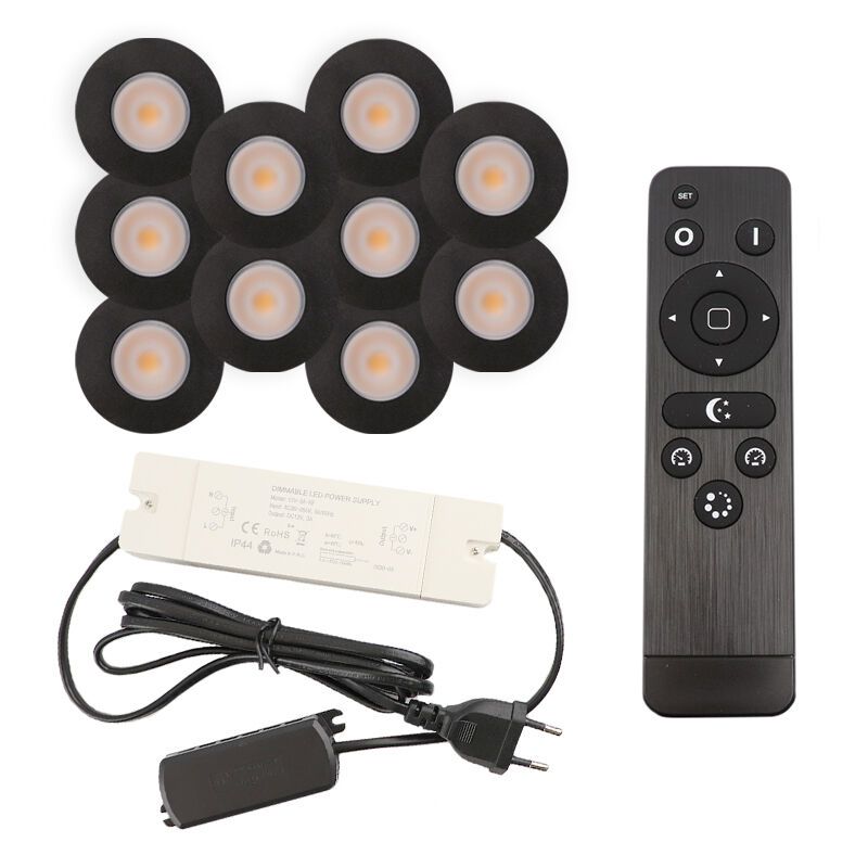 Alumiini veranda pintavalaisin musta, Dico, 3W, 2700K LED, IP65, kaukosäätimellä