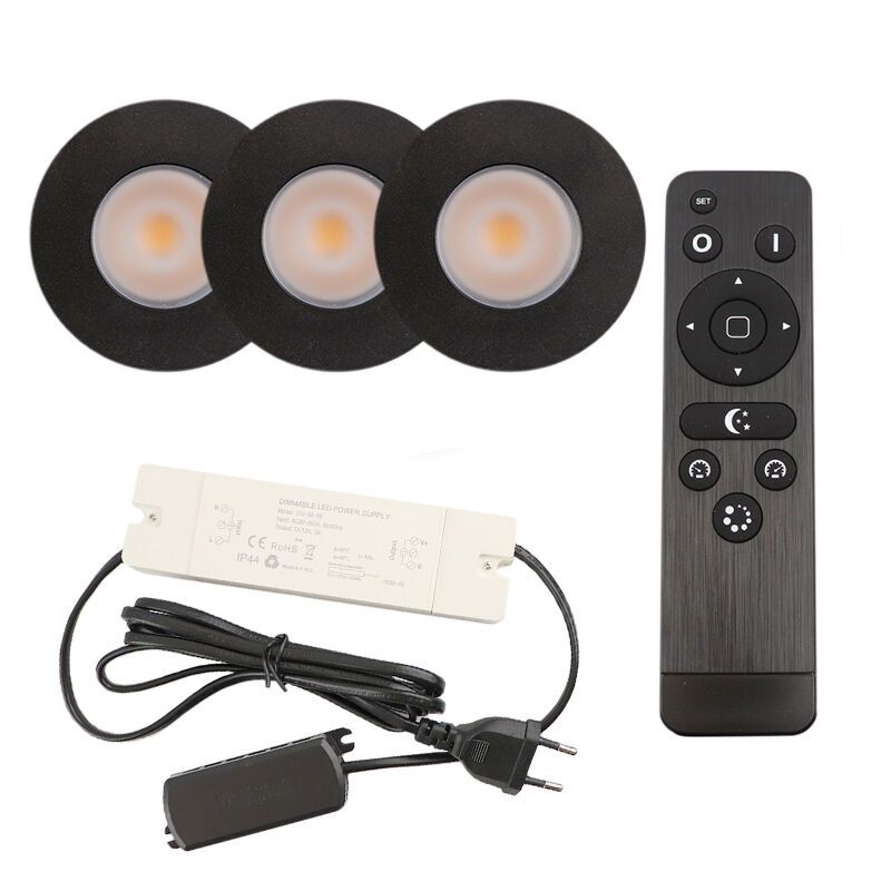 Alumiini veranda pintavalaisin musta, Dico, 3W, 2700K LED, IP65, kaukosäätimellä
