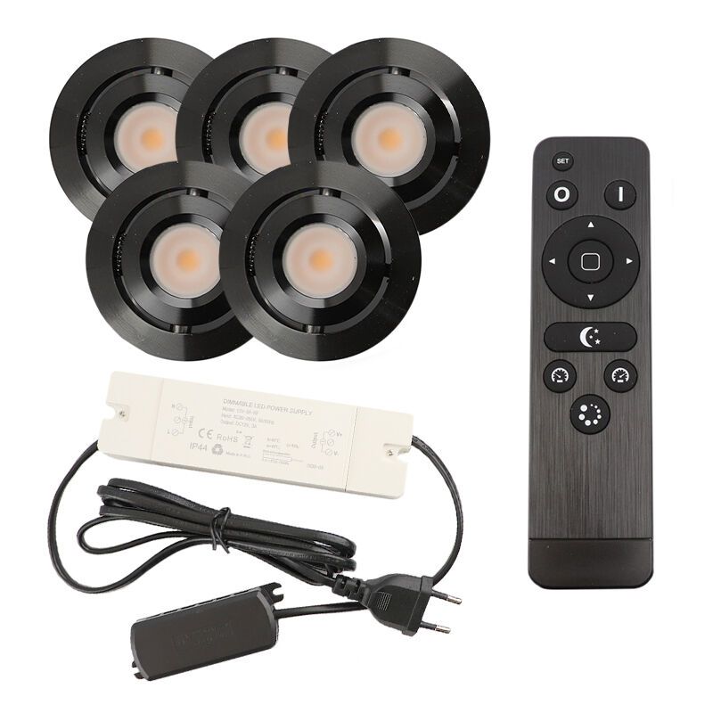 Alumiini veranda pintavalaisin musta, Rona, 3W, 2700K LED, IP44, kaukosäätimellä
