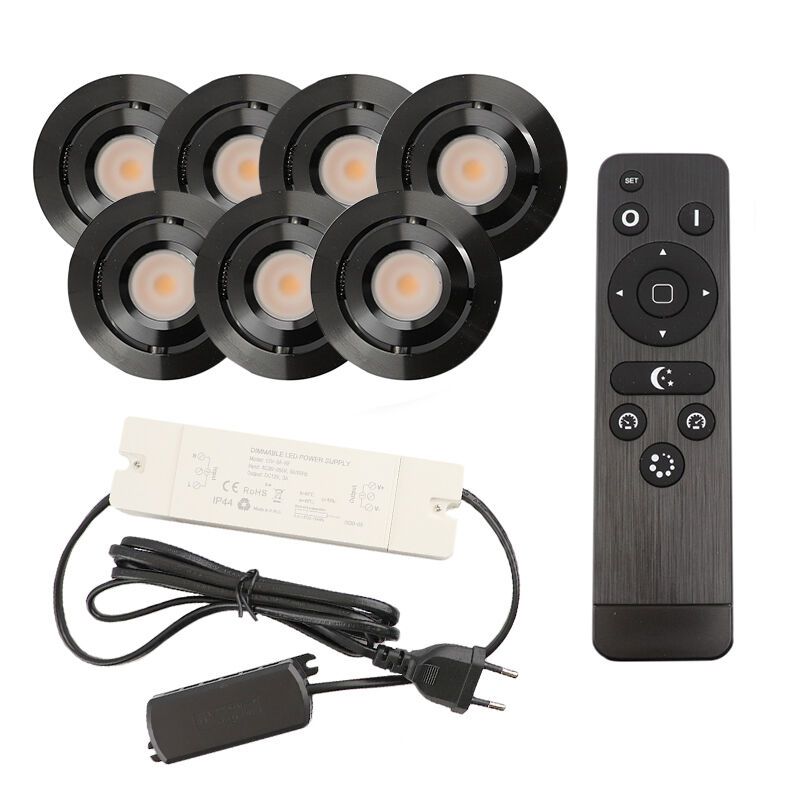Alumiini veranda pintavalaisin musta, Rona, 3W, 2700K LED, IP44, kaukosäätimellä