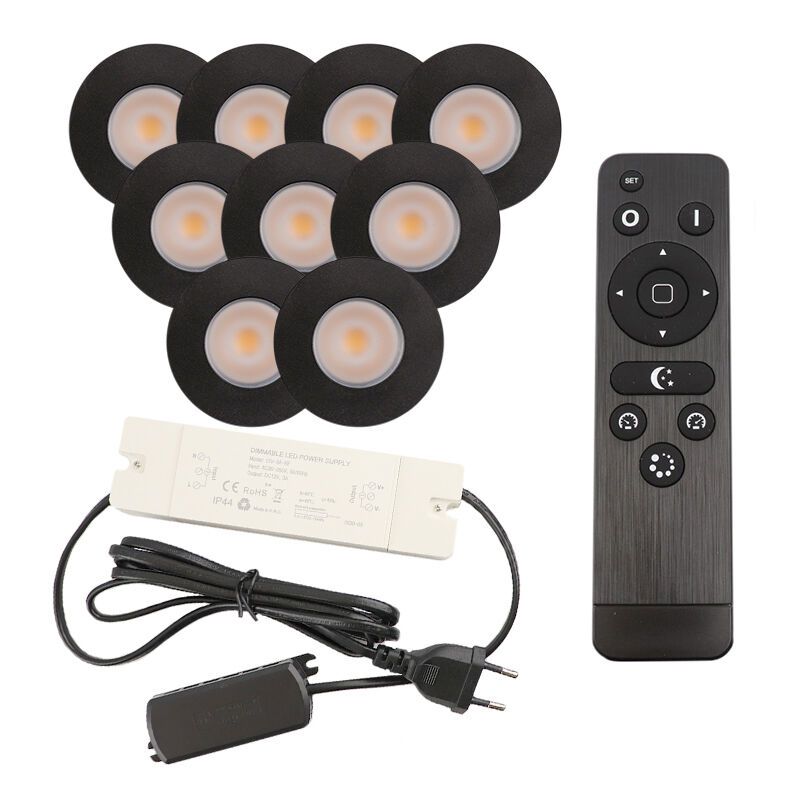Alumiini veranda pintavalaisin musta, Dico, 3W, 2700K LED, IP65, kaukosäätimellä