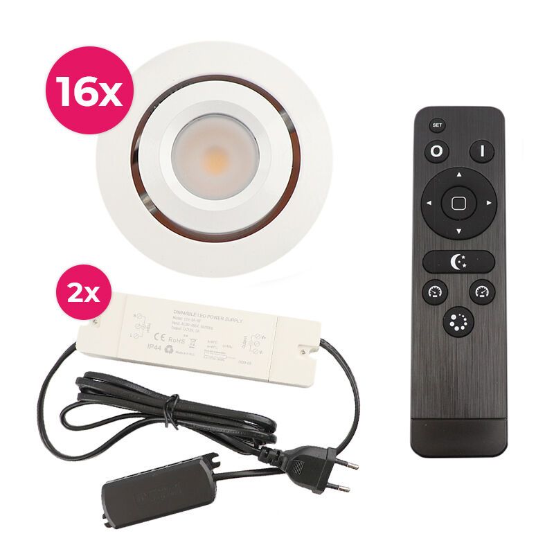 Alumiini veranda pintavalaisin valkoinen, Rona, 3W, 2700K LED, IP44, kaukosäätimellä
