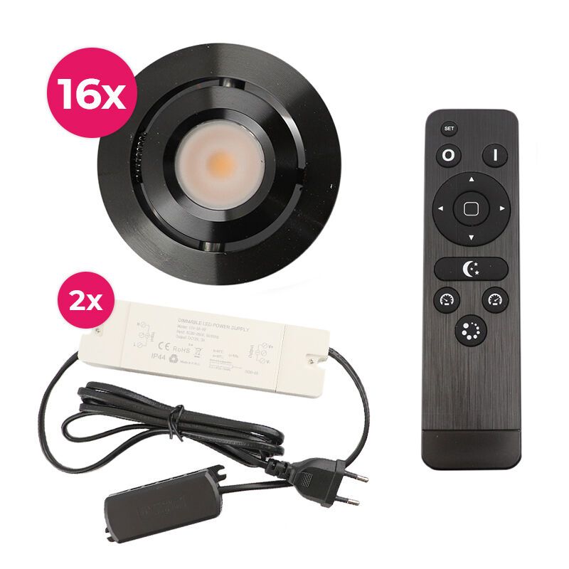 Alumiini veranda pintavalaisin musta, Rona, 3W, 2700K LED, IP44, kaukosäätimellä
