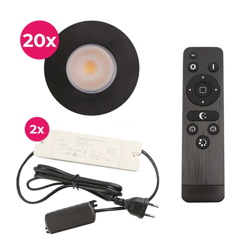 Alumiini veranda pintavalaisin musta, Dico, 3W, 2700K LED, IP65, kaukosäätimellä