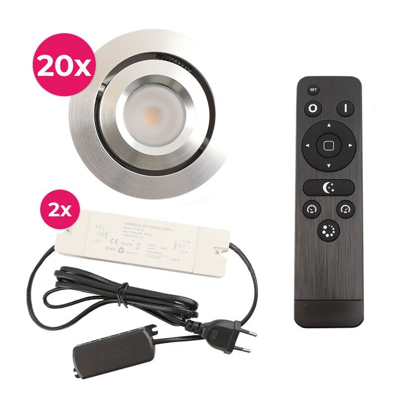 Alumiini veranda pintavalaisin kromi, Rona, 3W, 2700K LED, IP44, kaukosäätimellä