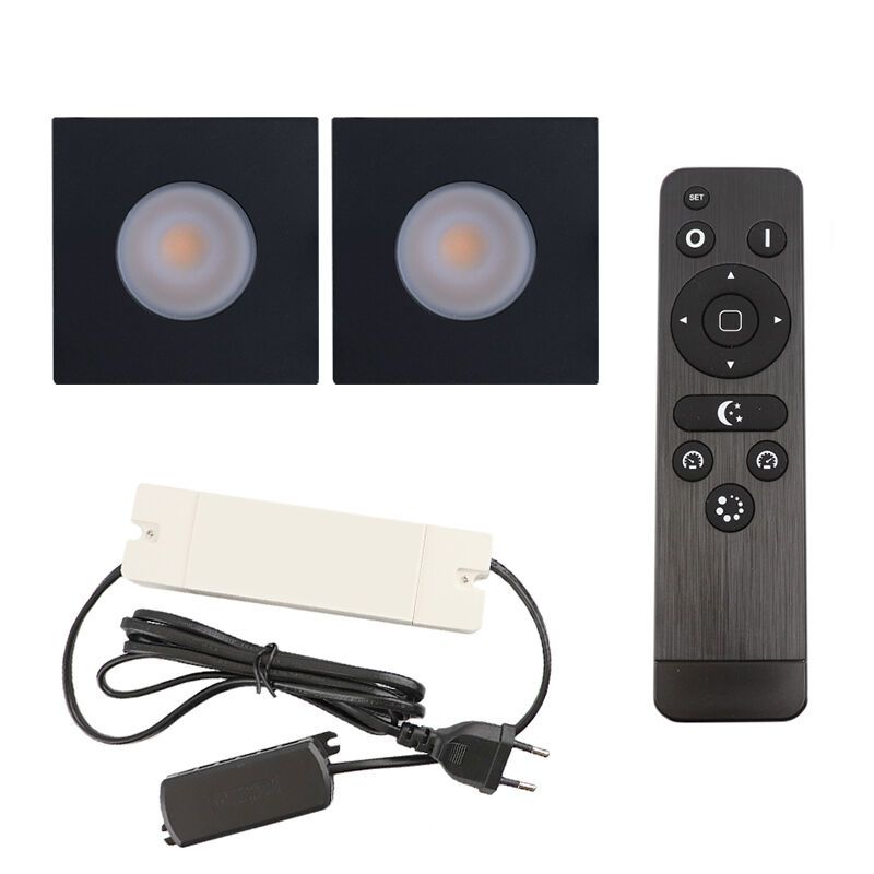 Alumiini veranda pintavalaisin musta, Dico, 6W, 2700K LED, IP65, kaukosäätimellä