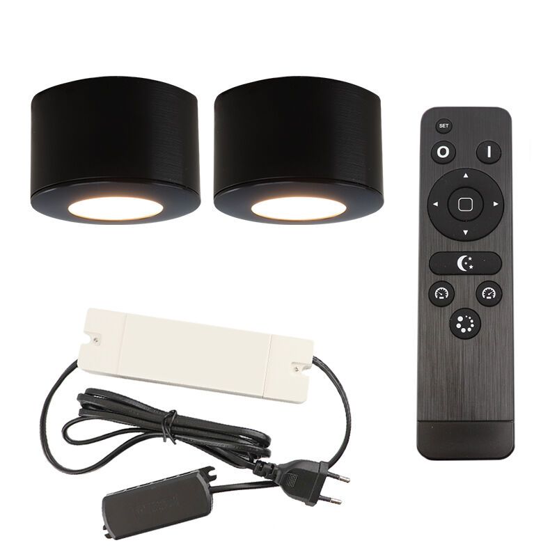 Alumiini veranda upotettava spottivalaisin musta, Vasso, 6W, 2700K LED, IP44, kaukosäätimellä Alumiini veranda upotettava spottivalaisin musta, Vasso, 6W, 2700K LED, IP44, kaukosäätimellä