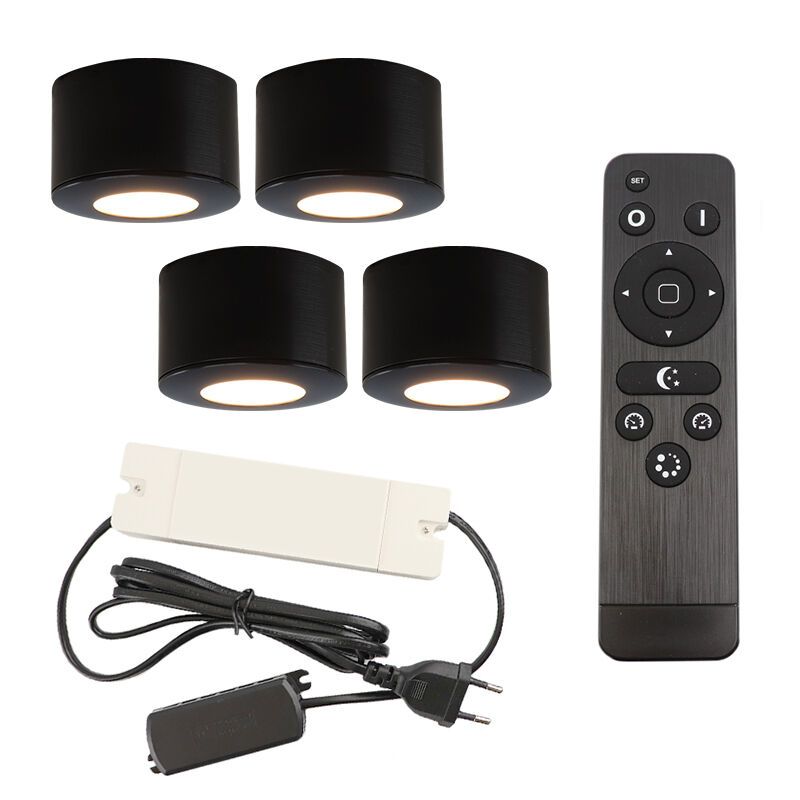 Alumiini veranda upotettava spottivalaisin musta, Vasso, 12W, 2700K LED, IP44, kaukosäätimellä