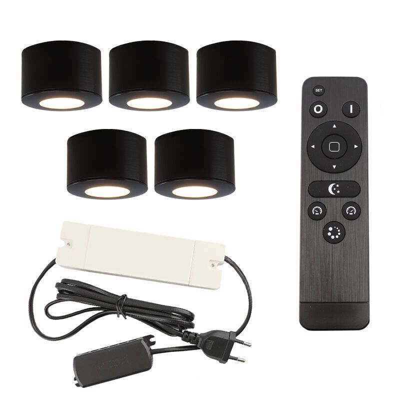 Alumiini veranda upotettava spottivalaisin musta, Vasso, 15W, 2700K LED, IP44, kaukosäätimellä
